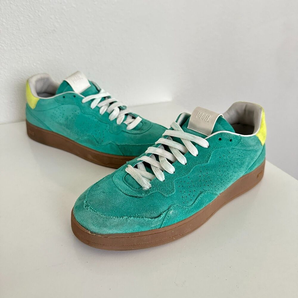 P448 Vert Balanced Suede Sneakers Skateboard Low Top Green Turquoise Men's 7.5